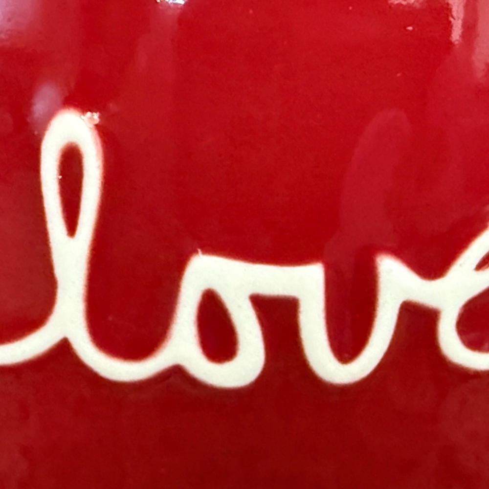 Starbucks Red “Love” Script Mug 12 oz | Valentine Hearts Bone China Cup 2010 - Picture 2 of 5